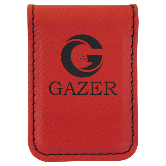 1.75" x 2.5" Red Leatherette Money Clip – item GFT921