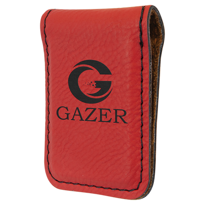 1.75" x 2.5" Red Leatherette Money Clip – item GFT921 image 3