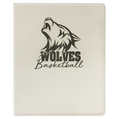 9.5" x 12" White/Black Leatherette Portfolio – item GFT950
