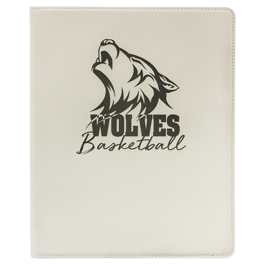 9.5" x 12" White/Black Leatherette Portfolio – item GFT950