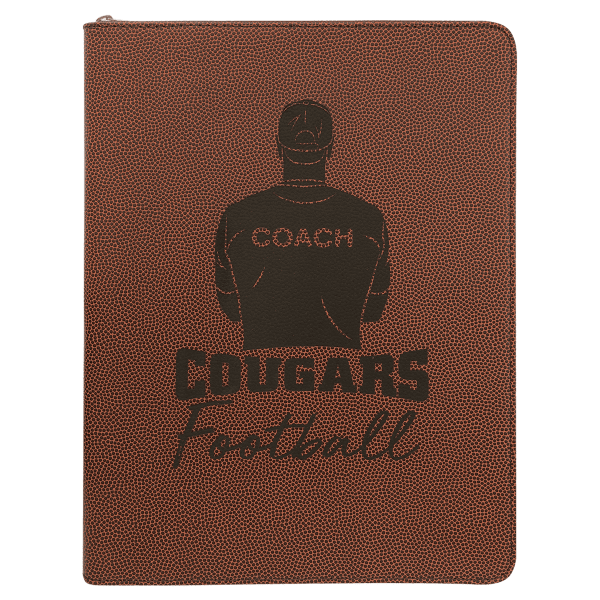 9.5" x 12" Football Leatherette Zipper Portfolio – item GFT962 image 6