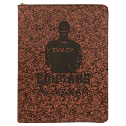 9.5" x 12" Football Leatherette Zipper Portfolio – item GFT962 image 6