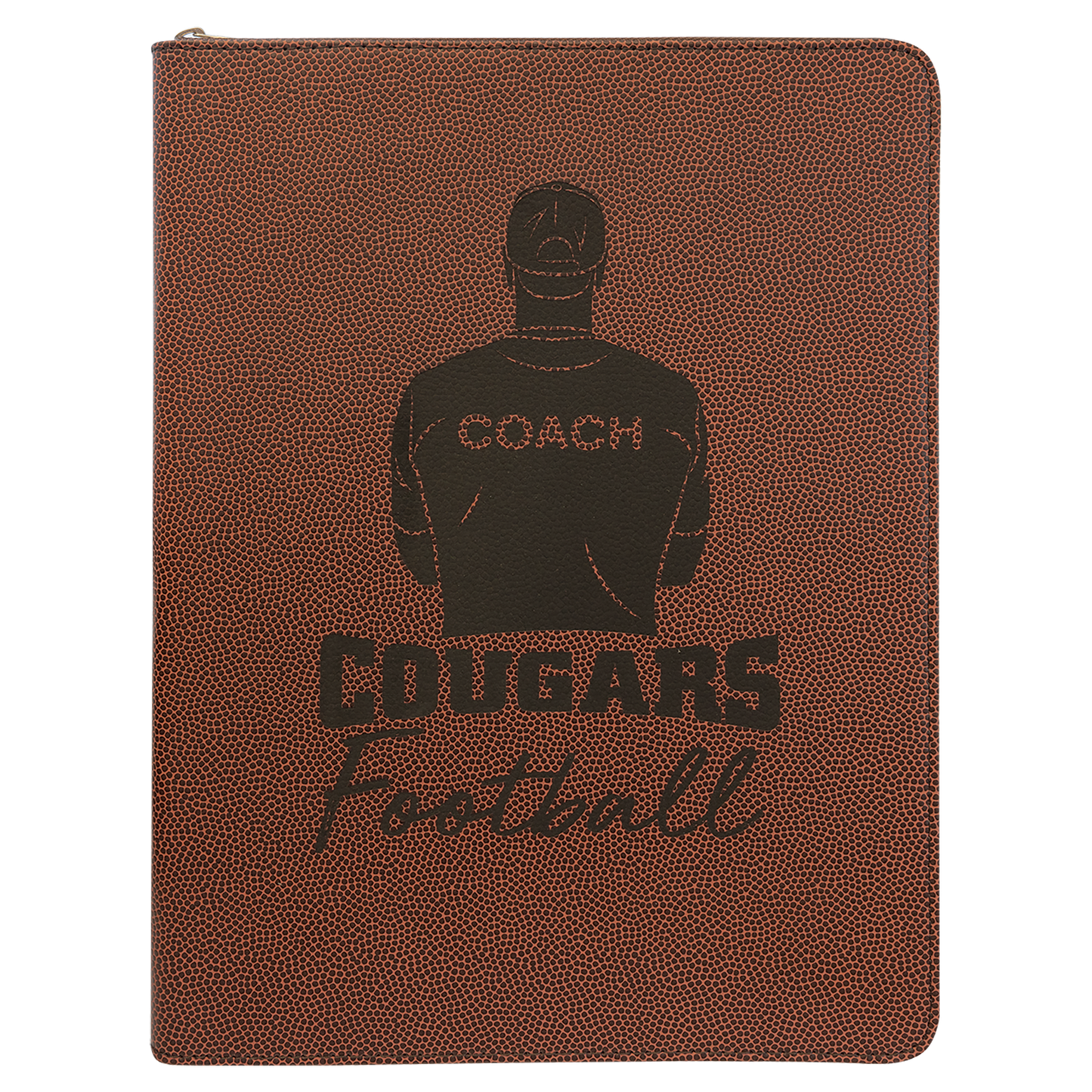 9.5" x 12" Football Leatherette Zipper Portfolio – item GFT962