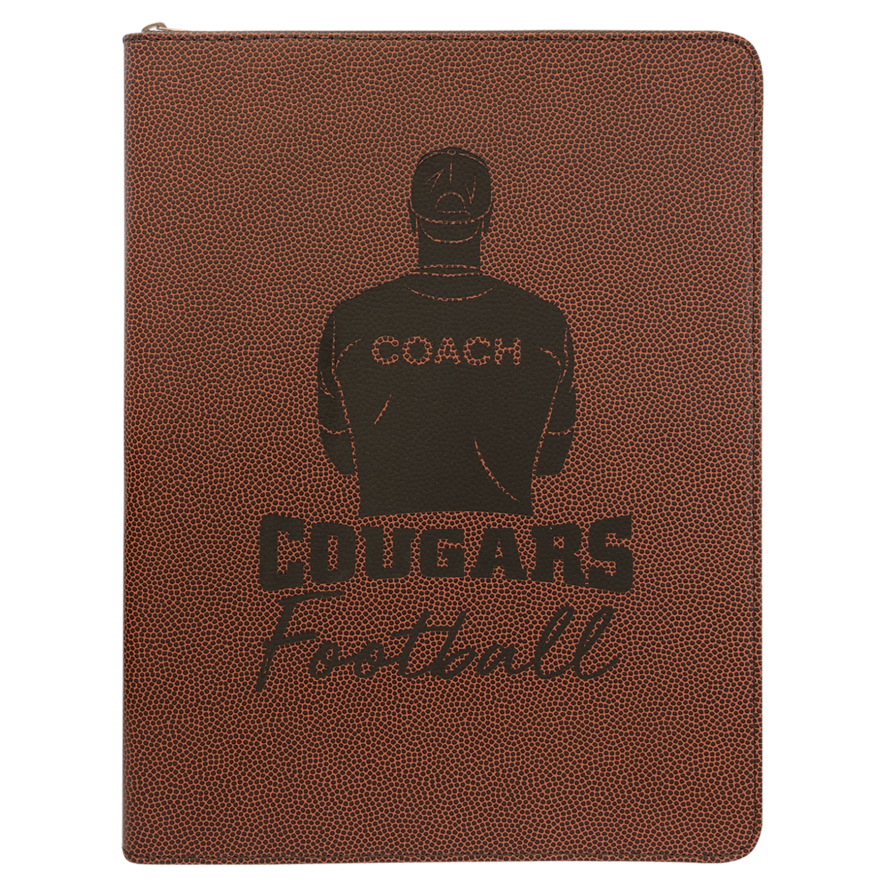9.5" x 12" Football Leatherette Zipper Portfolio – item GFT962