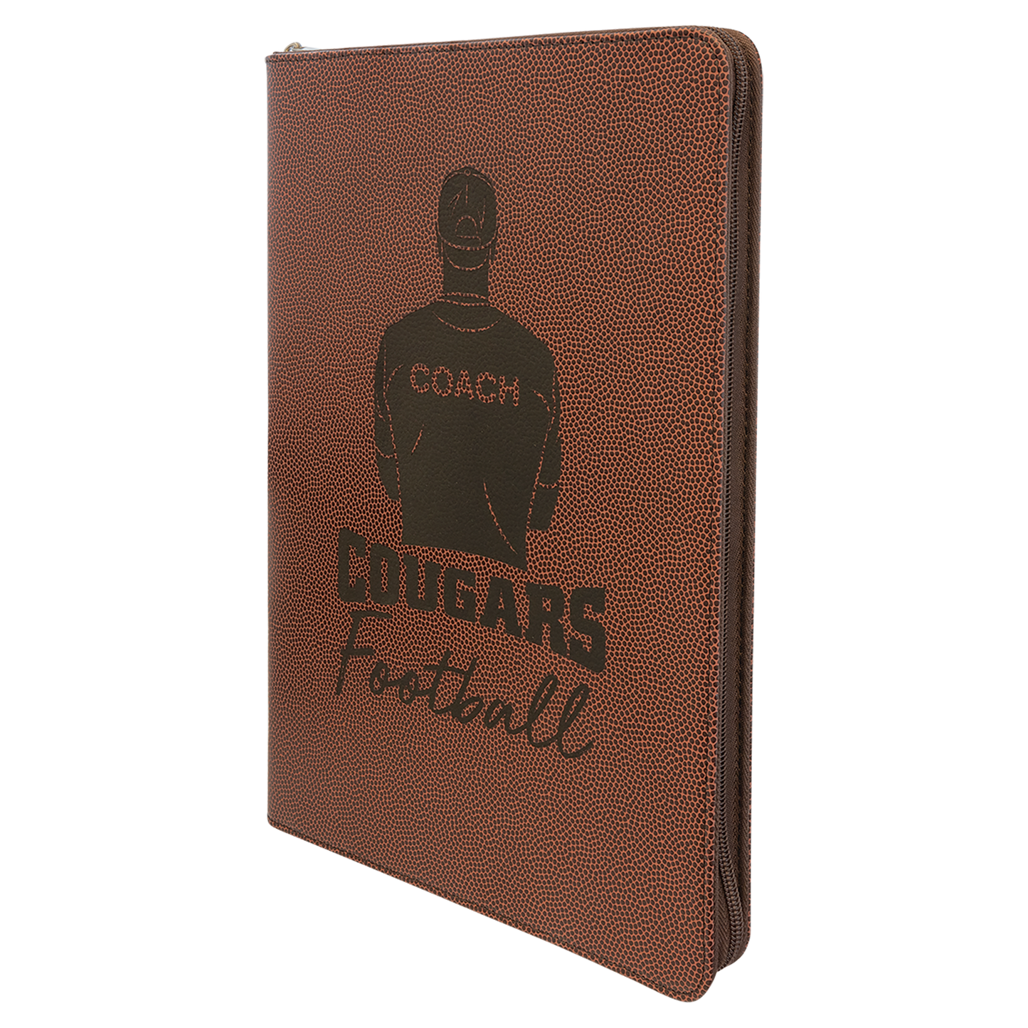 9.5" x 12" Football Leatherette Zipper Portfolio – item GFT962 image 3