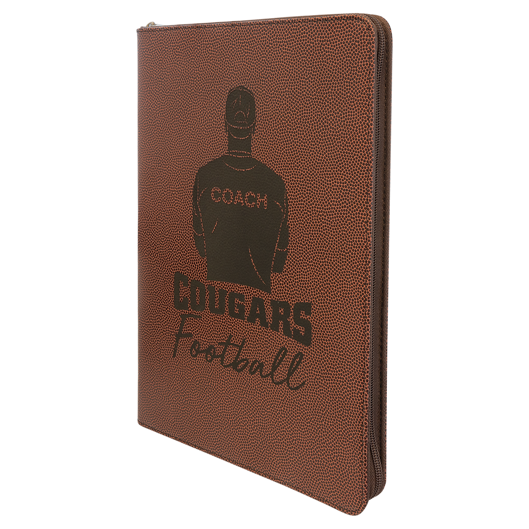 9.5" x 12" Football Leatherette Zipper Portfolio – item GFT962 image 3