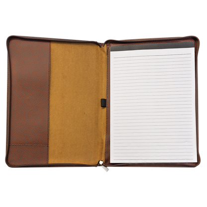 9.5" x 12" Football Leatherette Zipper Portfolio – item GFT962 image 2