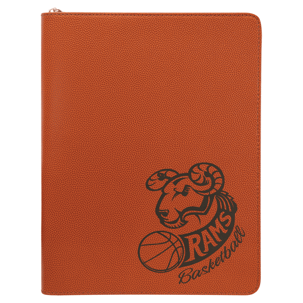 9.5" x 12" Basketball Leatherette Zipper Portfolio – item GFT963 image 6