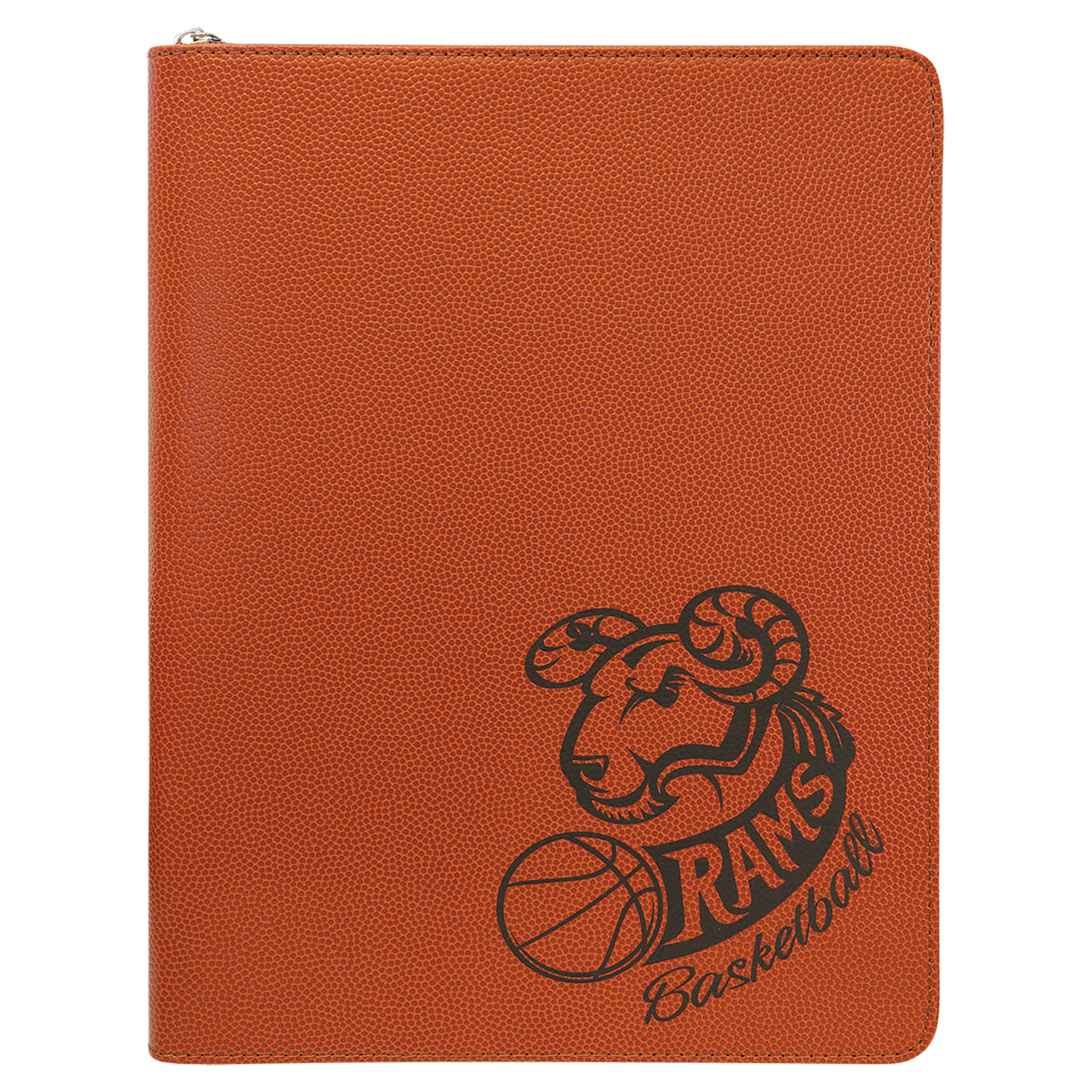 9.5" x 12" Basketball Leatherette Zipper Portfolio – item GFT963