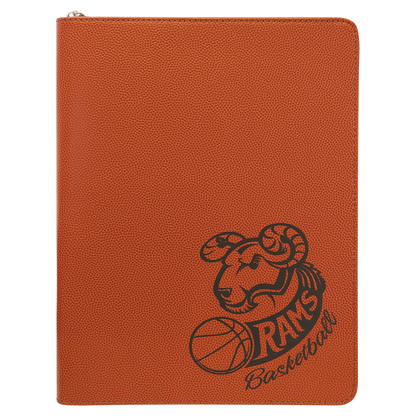 9.5" x 12" Basketball Leatherette Zipper Portfolio – item GFT963