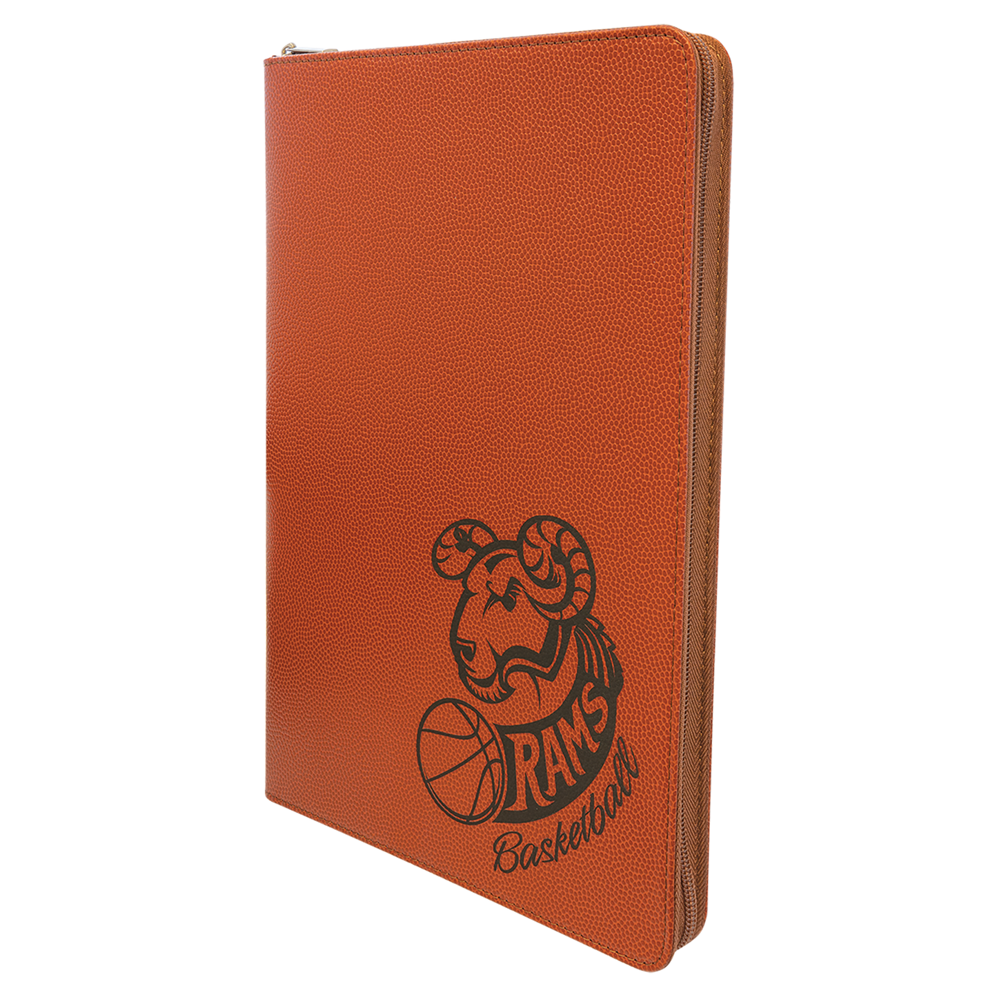 9.5" x 12" Basketball Leatherette Zipper Portfolio – item GFT963 image 3