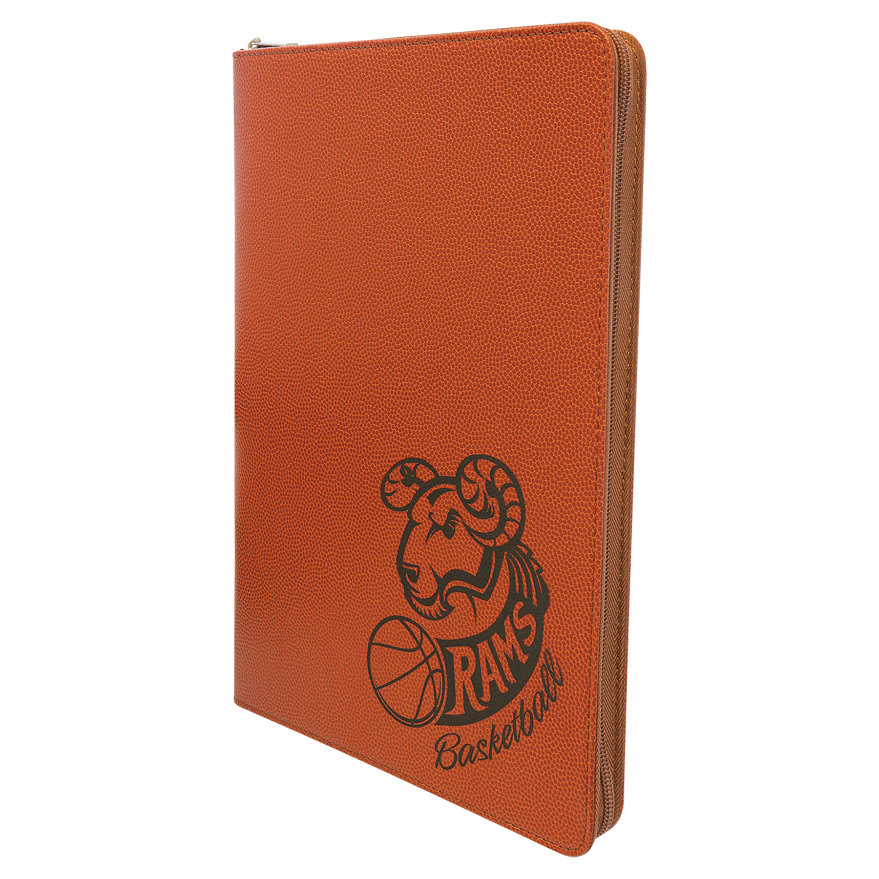 9.5" x 12" Basketball Leatherette Zipper Portfolio – item GFT963 image 3