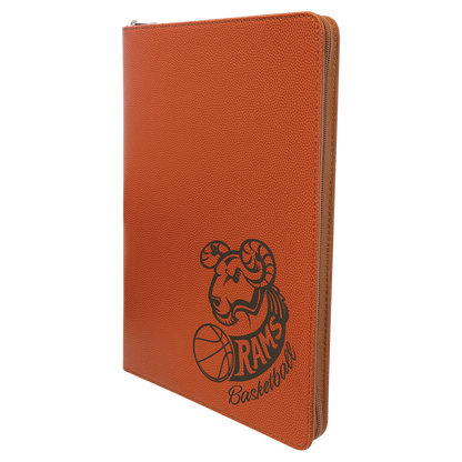 9.5" x 12" Basketball Leatherette Zipper Portfolio – item GFT963 image 3