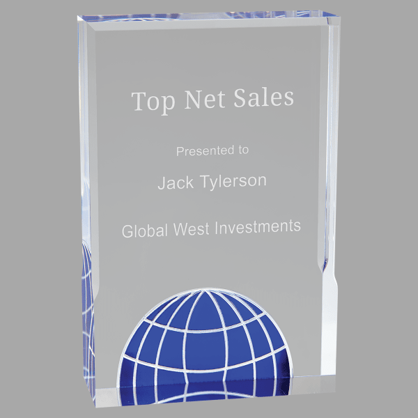 5" X 7 Globe Acrylic Award – item GL31BU
