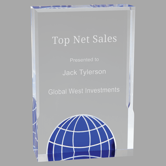 5" X 7 Globe Acrylic Award – item GL31BU