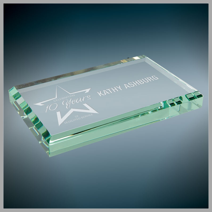 4" x 2.5" x 0.5" Jade Glass Paperweight – item GPW24J
