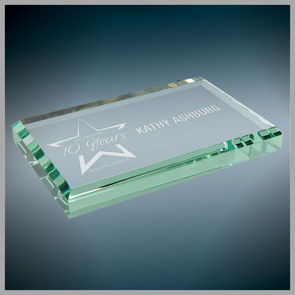 4" x 2.5" x 0.5" Jade Glass Paperweight – item GPW24J