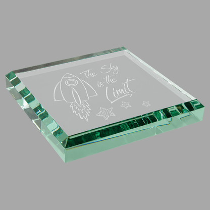 3" x 3" x 0.5" Jade Glass Paperweight – item GPW33J image 2