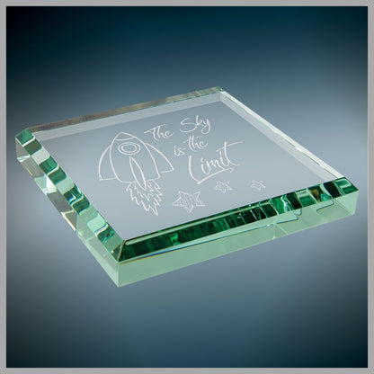 3" x 3" x 0.5" Jade Glass Paperweight – item GPW33J