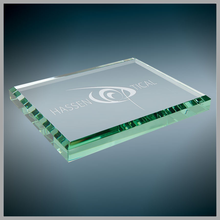 4.5" x 3.5" x 0.5" Jade Glass Paperweight – item GPW34J