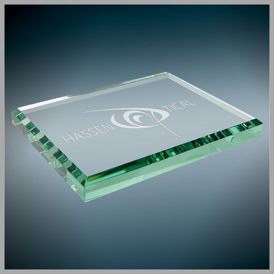 4.5" x 3.5" x 0.5" Jade Glass Paperweight – item GPW34J