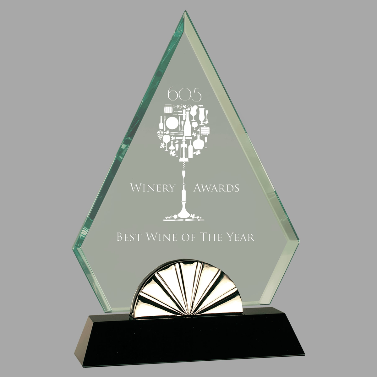 9" Diamond Horizon Glass with Black Base — HGL12