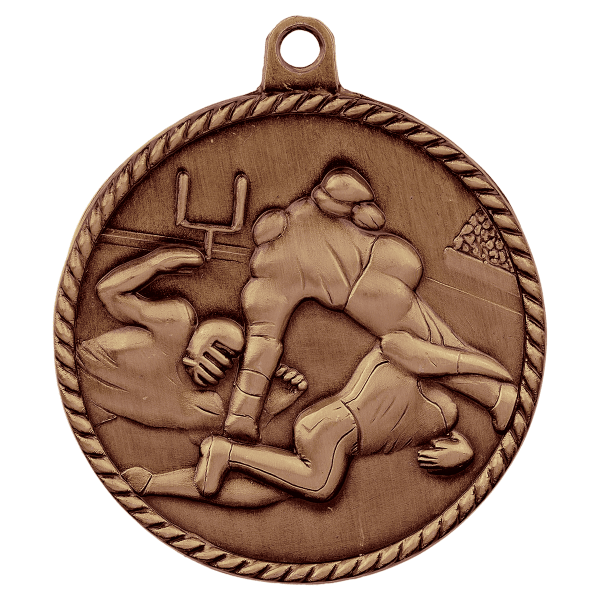 2" Football Hi Relief Medal – item HR720 image 3