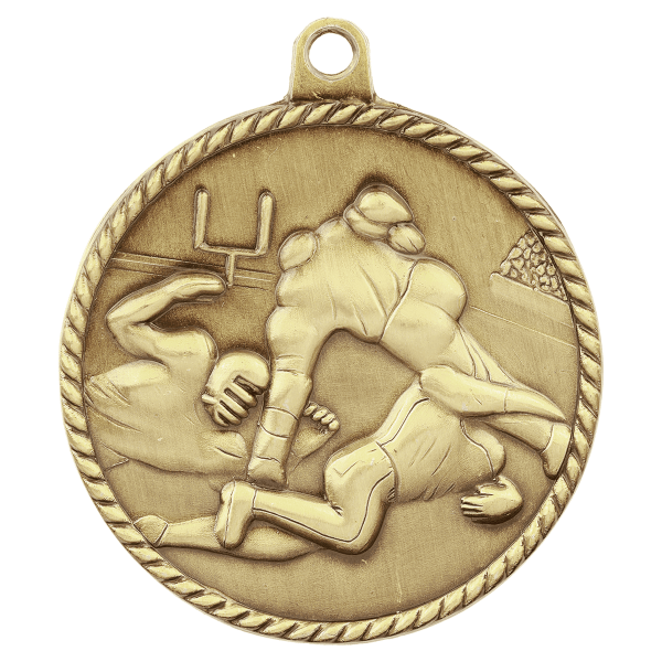 2" Football Hi Relief Medal – item HR720