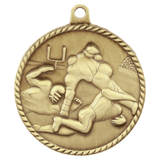 2" Football Hi Relief Medal – item HR720