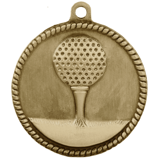 2" Golf Hi Relief Medal – item HR725