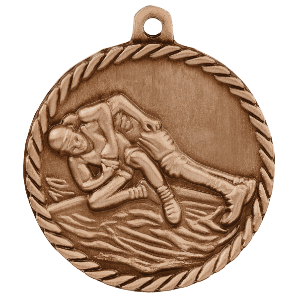 2" Wrestling Hi Relief Medal – item HR770 image 3