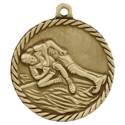 2" Wrestling Hi Relief Medal – item HR770