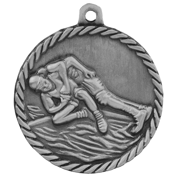 2" Wrestling Hi Relief Medal – item HR770 image 2