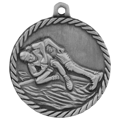 2" Wrestling Hi Relief Medal – item HR770 image 2
