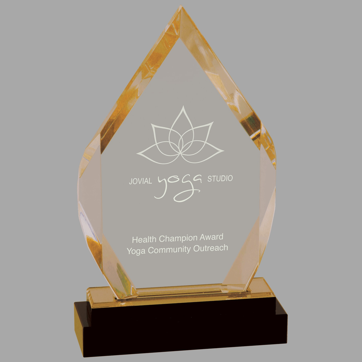 8" Gold Fusion Diamond Impress Acrylic with Black Glass Base — IMP117G