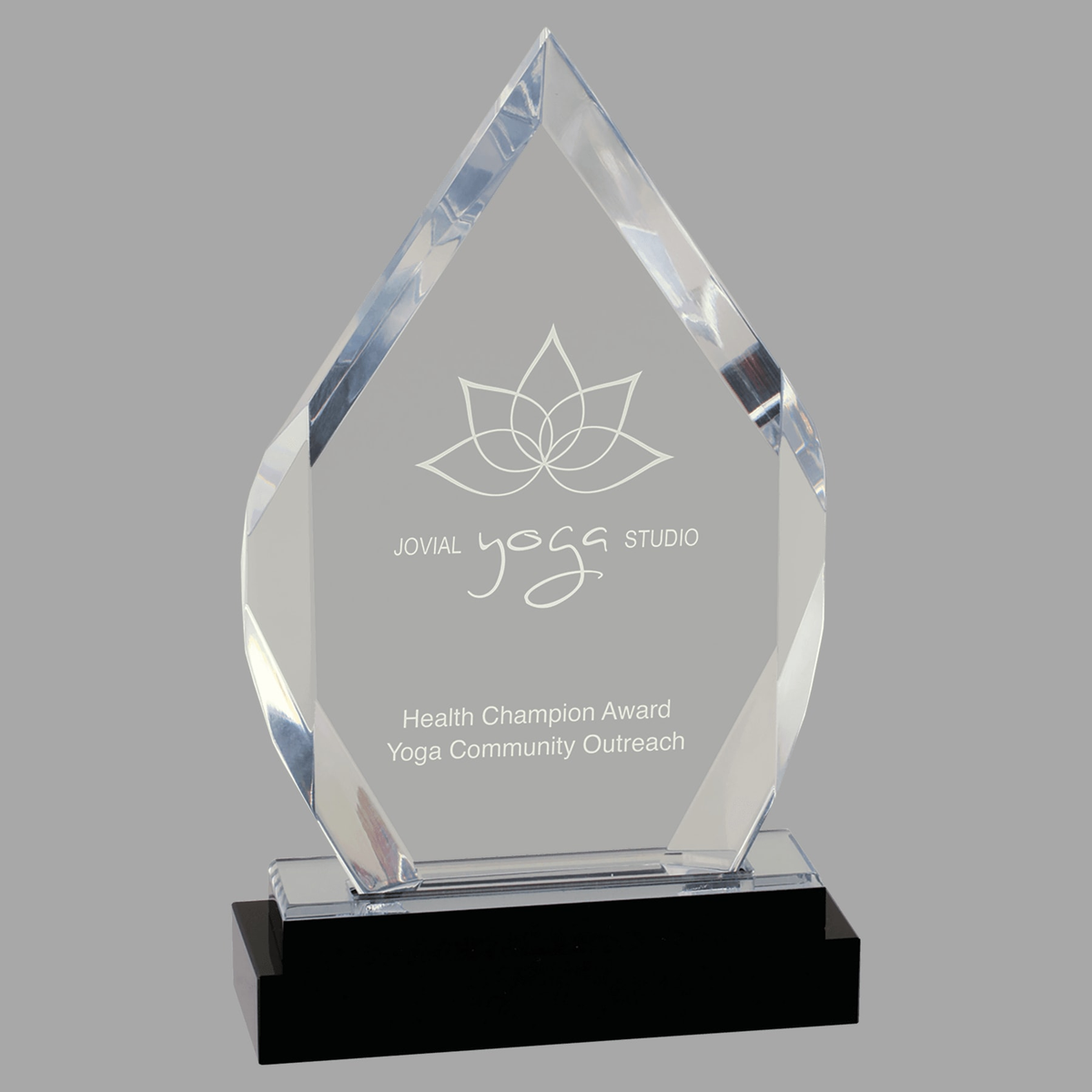 8" Silver Fusion Diamond Impress Acrylic with Black Glass Base — IMP117S