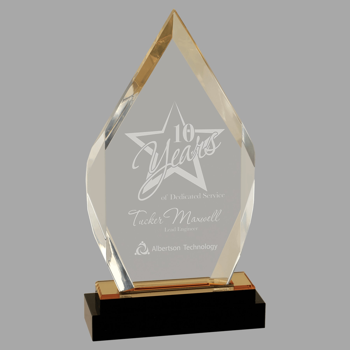 9" Gold Fusion Diamond Impress Acrylic with Black Glass Base — IMP118G