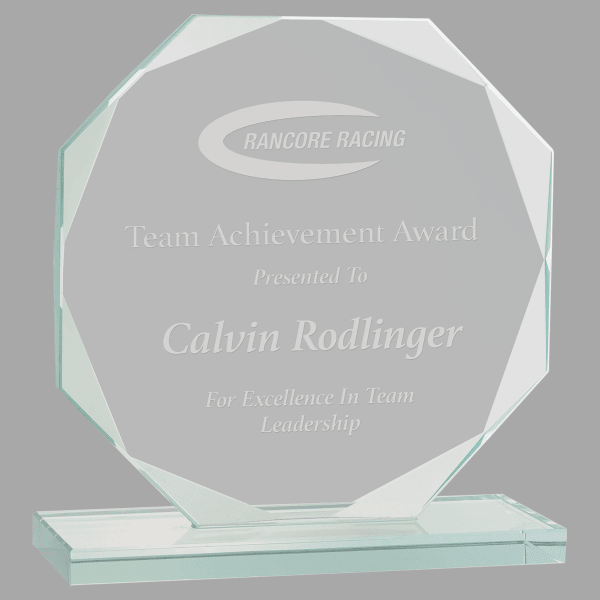 6" Octagon Jade Glass Award – item JGS11 image 4
