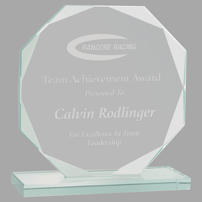 6" Octagon Jade Glass Award – item JGS11 image 4