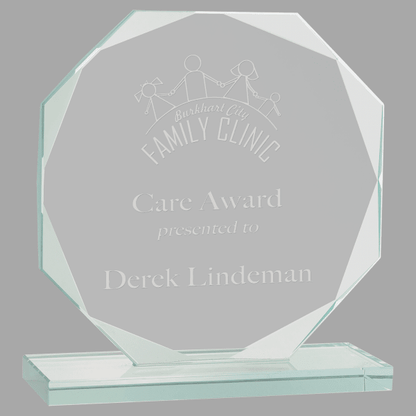 6.5" Octagon Jade Glass Award – item JGS12 image 3