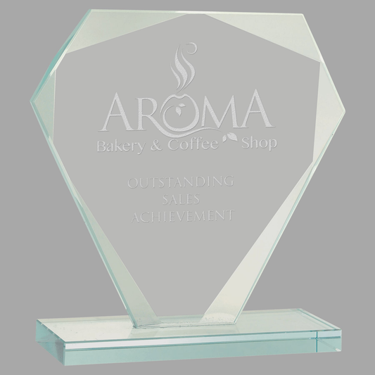 5 1/2" Cut Diamond Jade Glass Award — JGS31