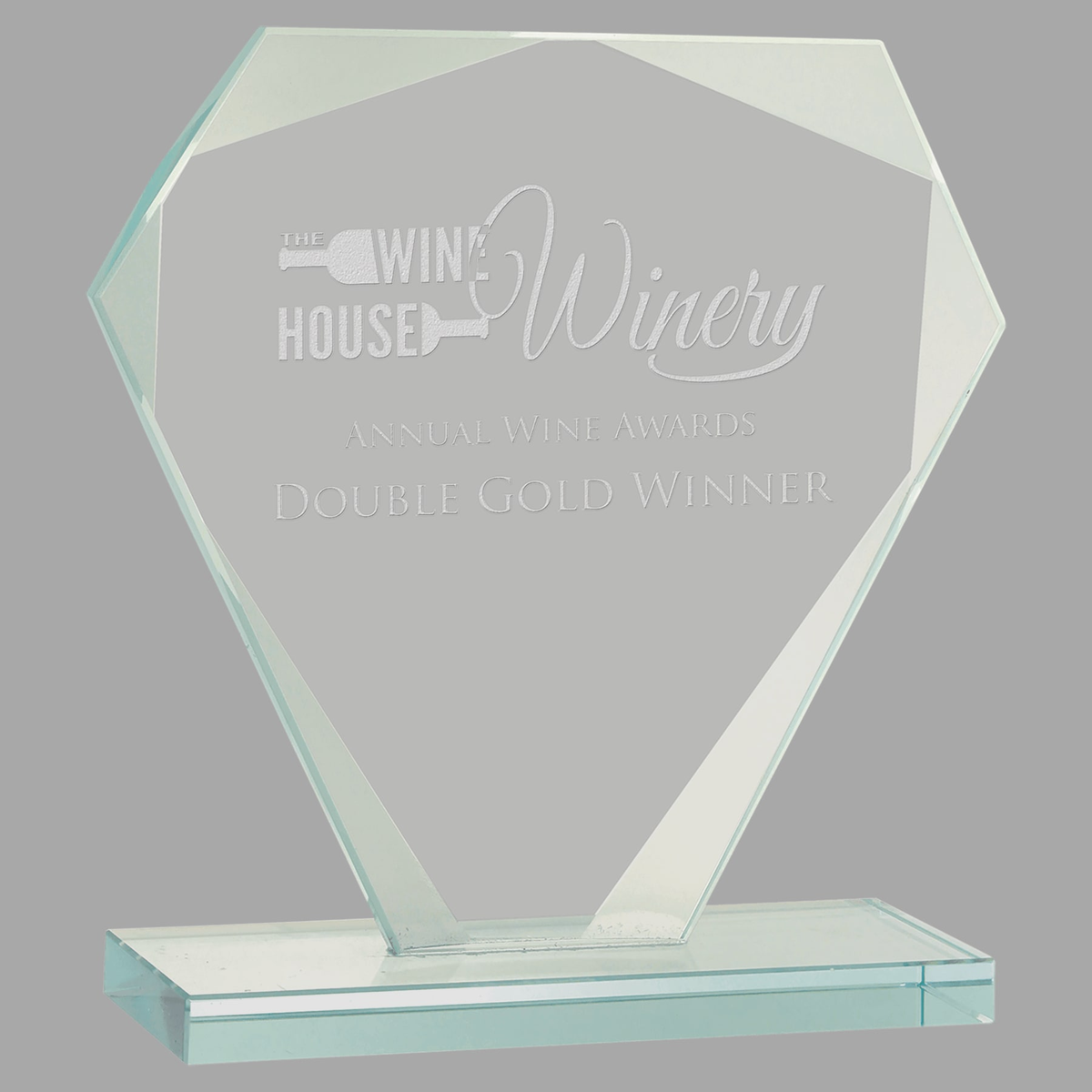 6 1/4" Cut Diamond Jade Glass Award — JGS32