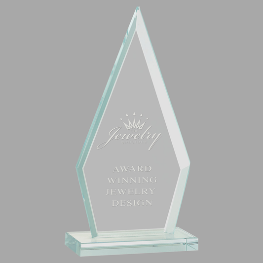 6 3/4" Triangle Jade Glass Award — JGS51