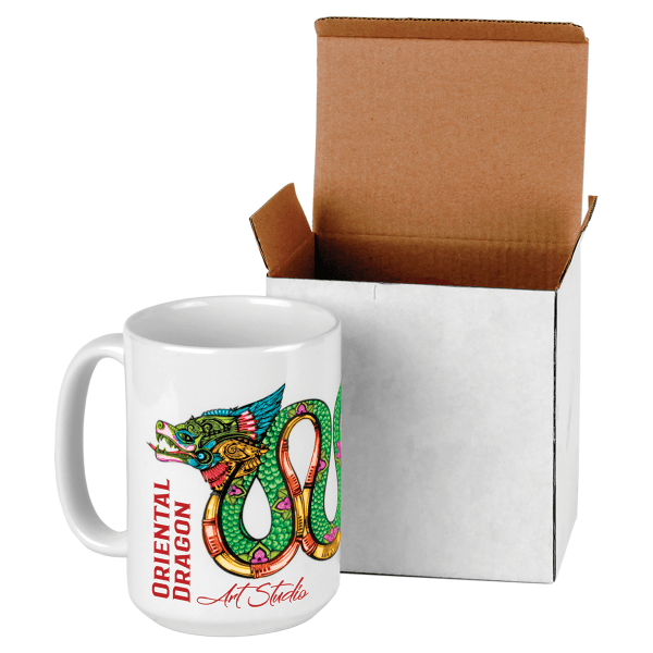 15 oz. White Sublimatable Ceramic Mug with Box – item JMUG15WB