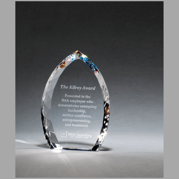 4" x 6" x 1" (Tapered) Crystal Flame w/ Jeweled Edge Award – item K9194