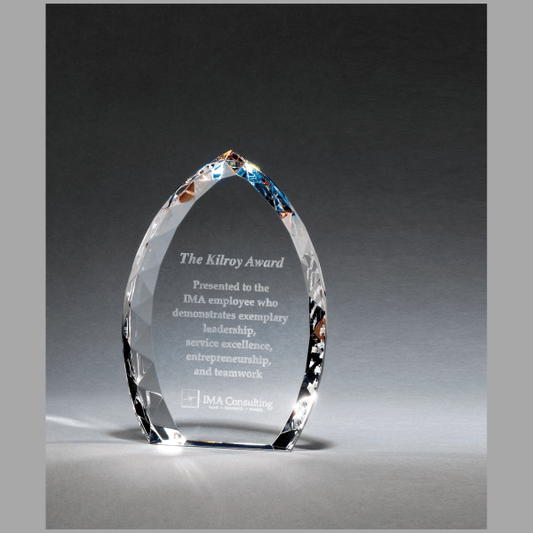 5" x 7" x 1.125" (Tapered) Crystal Flame w/ Jeweled Award – item K9195