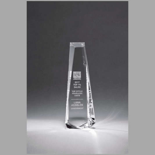 5.125" x 11" x 2" (Tapered) Crystal Obelisk Award – item K9200
