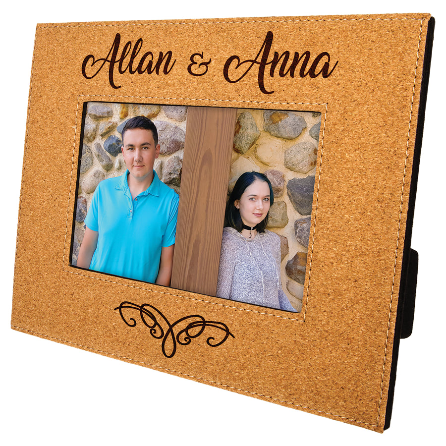 4" x 6" Light Brown Cork Horizontal Leatherette Photo Frame – item LCF146
