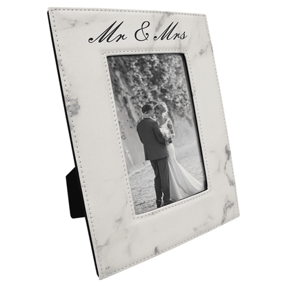 4" x 6" White Marble Leatherette Photo Frame – item LLF1446 image 4