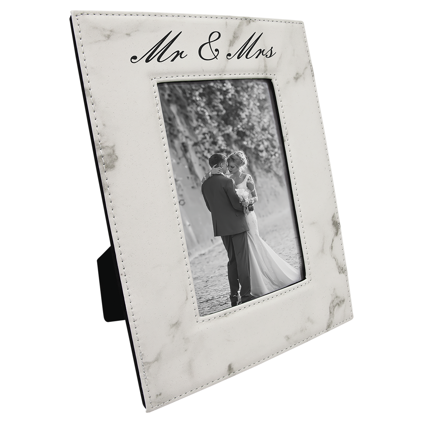 4" x 6" White Marble Leatherette Photo Frame – item LLF1446 image 2